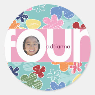 Nummernaufkleber für Blume Runder Aufkleber