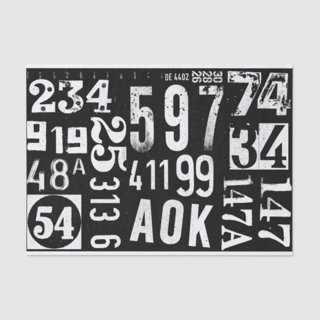 Nummernpapier für die Dekodierung und Collage von  Seidenpapier (Vorderseite)