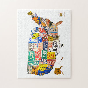 Nummernschildkarte der USA Puzzle