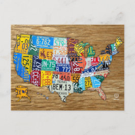 Nummernschildkarte der USA Reise durch die 50 Staa Postkarte