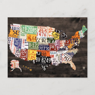 Nummernschildkarte der USA Warmfarben-Edition Postkarte