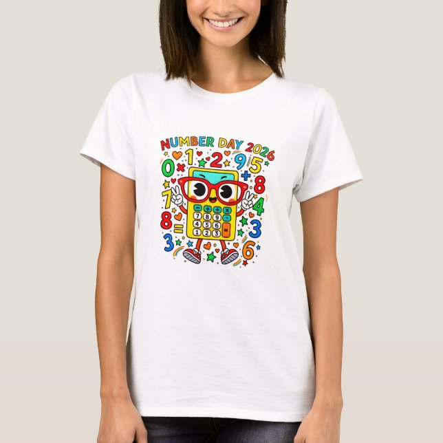 Nummerntag 2026 Süße Mathe-Rechner T-Shirt (Vorderseite)