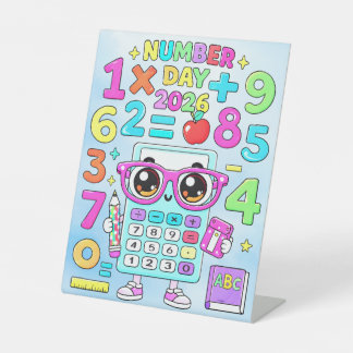 Nummerntag 2026 Süßer Rechner Mathe-Design Sockelschild
