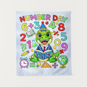 Nummerntag-Dinosaurier-Mathe-Design für Kinder Wandteppich