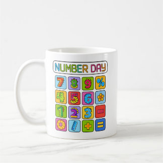 Nummerntags-Mathematik-Icons Taschenrechner-Design Kaffeetasse