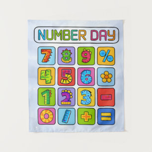 Nummerntags-Mathematik-Icons Taschenrechner-Design Wandteppich