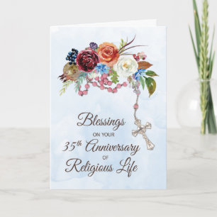 Nun 35. Jahrestag des religiösen Lebens mit Rosary Karte