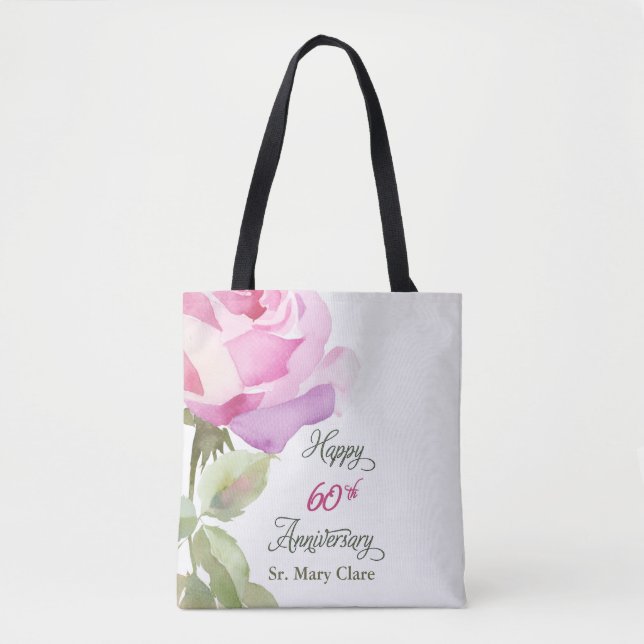 Nun 60th Anniversary Jubilee Custom Name Pink Rose (Vorderseite)