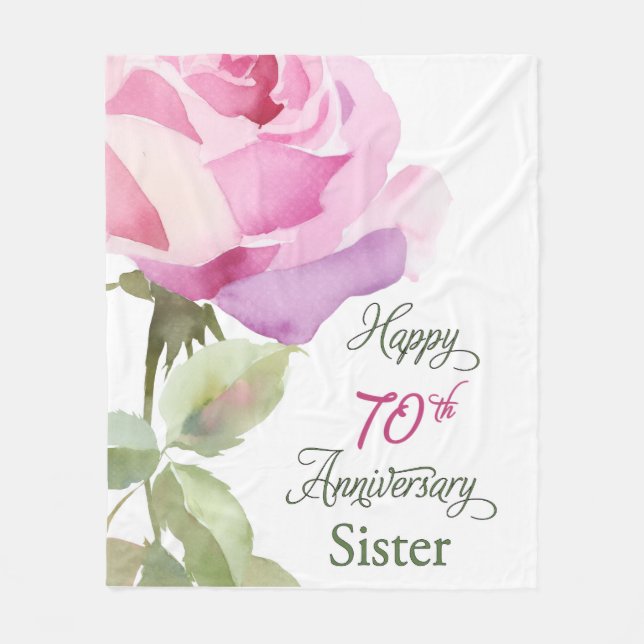 Nun 70th Anniversary Sister Jubilee Pink Rose Fleecedecke (Vorderseite)