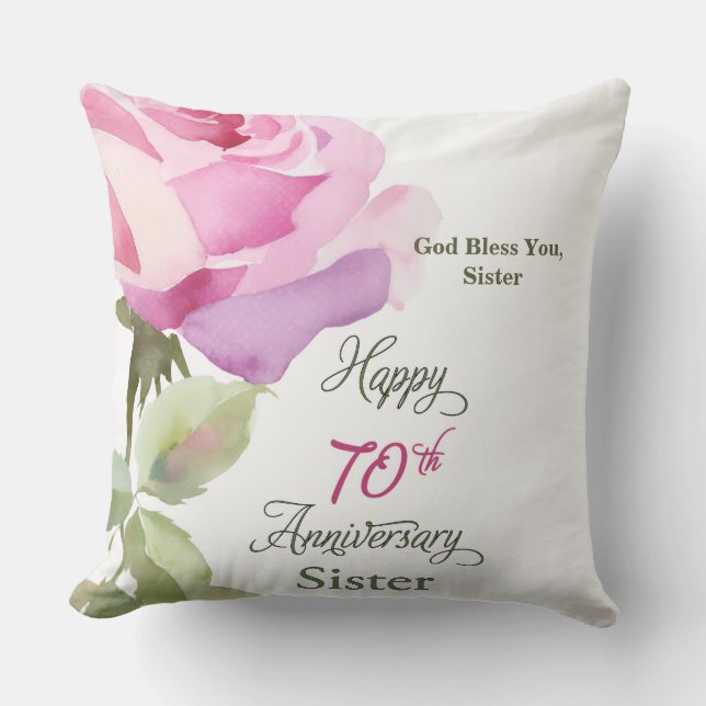 Nun 70th Anniversary Sister Jubilee Pink Rose Kissen (Vorderseite)