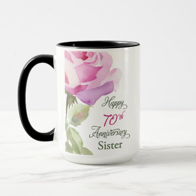 Nun 70th Anniversary Sister Jubilee Pink Rose Tasse (Links)