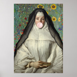 Nun blasen Sie ein rosa Gummiballenposter Poster