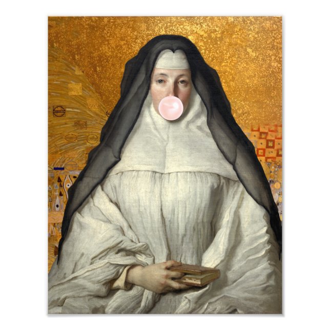 Nun blasen Sie ein rosa Kaugummi Fotodruck (Vorne)