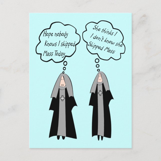 Nun Cards "Things Nuns Think About" lustig Postkarte (Vorderseite)