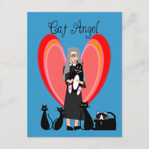 Nun Cat Angel Art Geschenke Postkarte