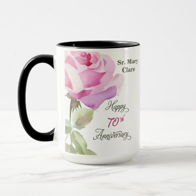 Nun Custom Name 70. Jubiläumsrose Tasse (Links)
