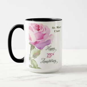 Nun Custom Name 75. Jubiläum Pink Rose Tasse