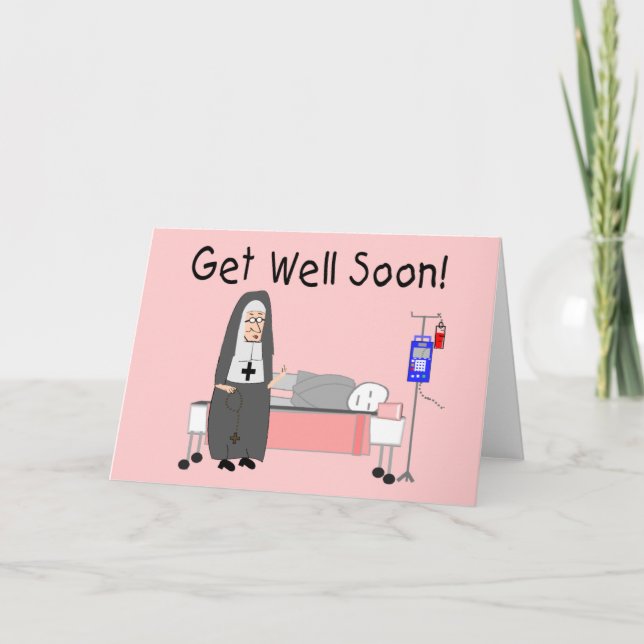 Nun "Get Well-bald-Card" Karte (Vorderseite)