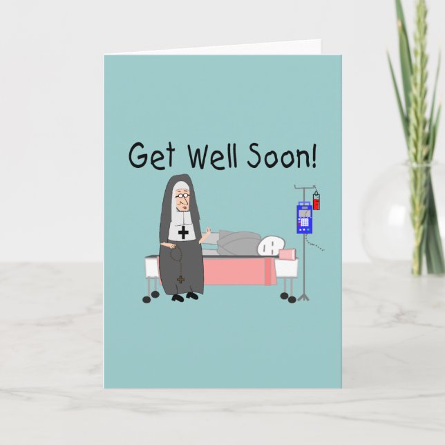 Nun "Get Well-bald-Card" Karte (Vorderseite)