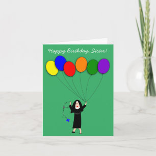 Nun Happy Birthday White Karte