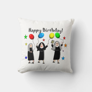 Nun Happy Birthday White Kissen