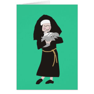 Nun Holding Gray Cat Geschenke