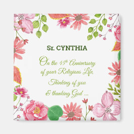 Nun religiöse 45-jährige Jubiläum Wasserfarbe Blum Magnet