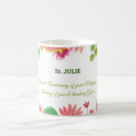 Nun religiöse 65-jährige Jubiläum Wasserfarbe Blum Kaffeetasse