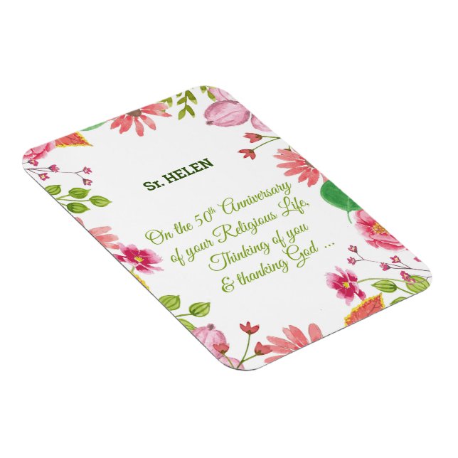 Nun Religious 50 Jahre Jubiläum Wasserfarbe Blume Magnet (Rechte Seite)