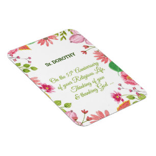 Nun Religious 55-jähriges Jubiläum Watercolor Blum Magnet