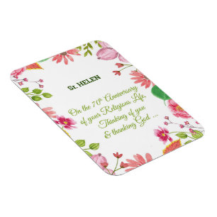 Nun Religious 70 Jahre Jubiläum Wasserfarbe Blume Magnet