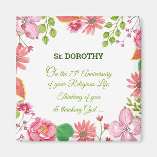 Nun Religious 75-jähriges Jubiläum Watercolor Blum Magnet