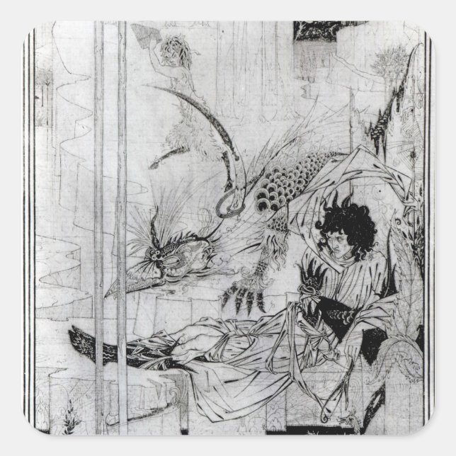 Nun sah König Arthur die Questing Bestie Quadratischer Aufkleber (Vorderseite)