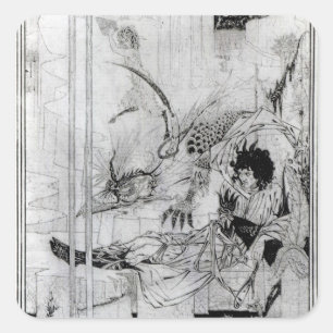 Nun sah König Arthur die Questing Bestie Quadratischer Aufkleber