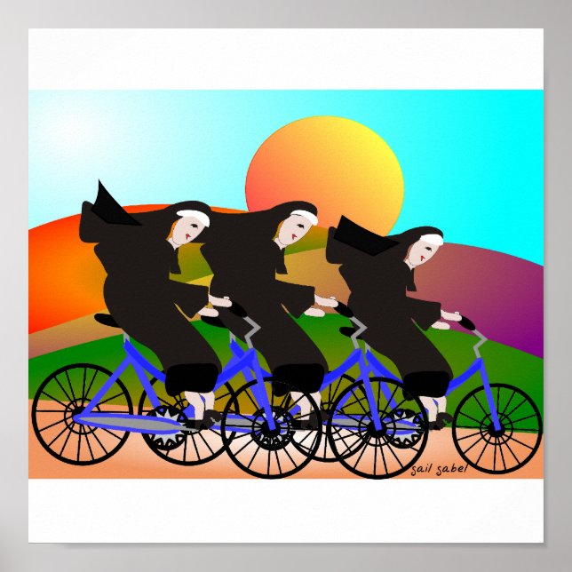 Nuns auf dem Bikes Art Poster (Vorne)