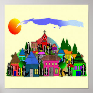 "Nuns des Dorfes" Katholische Nun Kunstgeschenke Poster