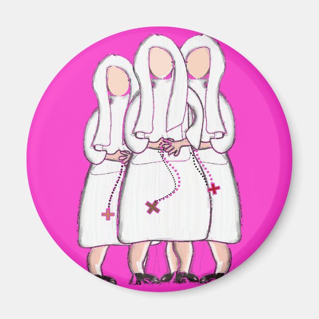 Nuns Geschenke "Three Cloistered Sisters" Design Magnet (Vorne)