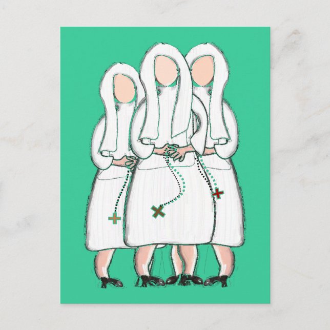 Nuns Geschenke "Three Cloistered Sisters" Design Postkarte (Vorderseite)