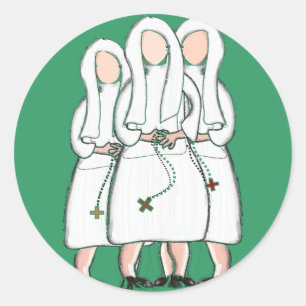 Nuns Geschenke "Three Cloistered Sisters" Design Runder Aufkleber