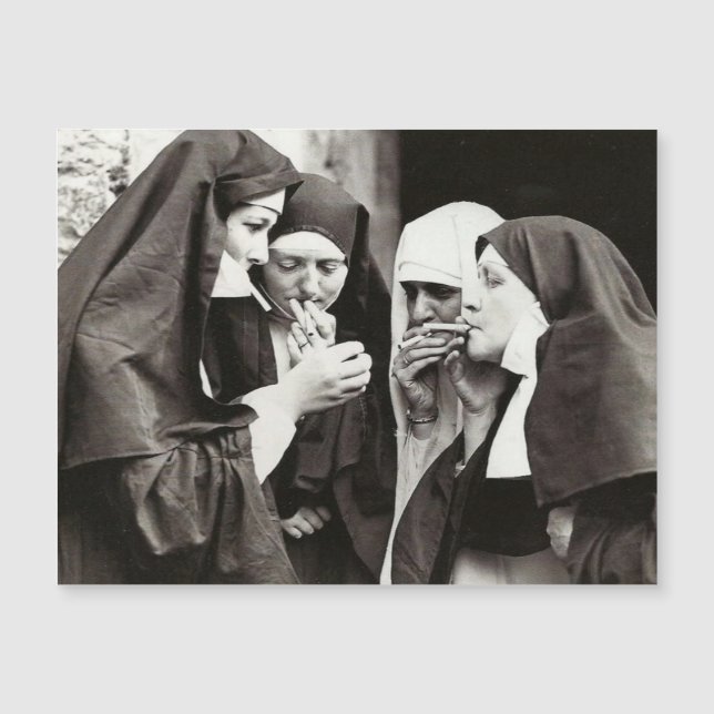 NUNS RAUCHT VINTAGE FOTOkarte Magnetkarte (Vorderseite)