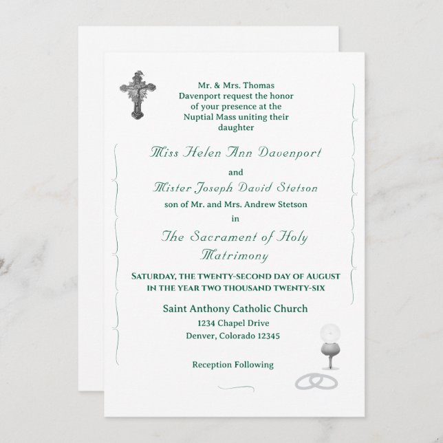 Nuptial Grace Catholic Wedding Invitation Einladung (Vorne/Hinten)