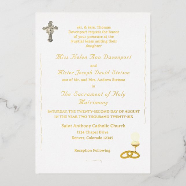 Nuptial Grace Catholic Wedding Invitation Folieneinladung (Vorderseite)