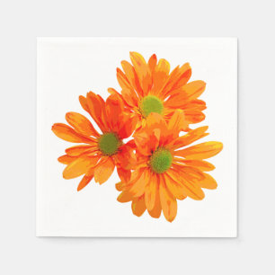 Nur 3 Gerbera Daisy Blüten + Ihr Text & Ideen Serviette