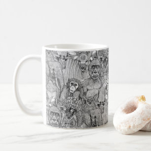 nur afrikanische Dschungeltiere schwarz weiß Kaffeetasse