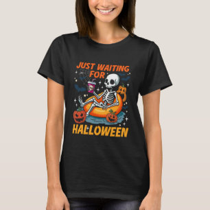 Nur auf Halloween wartender Kürbis gruseliger Skel T-Shirt