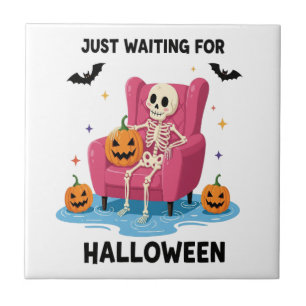Nur auf Halloween wartendes Skelett Fliese