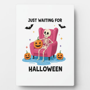 Nur auf Halloween wartendes Skelett Fotoplatte