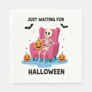 Nur auf Halloween wartendes Skelett Serviette