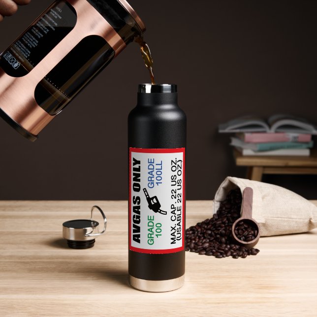 nur AVGAS/100LL Kraftstoff Trinkflasche (Kaffee (gedreht))