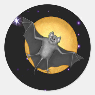 Nur Batty und Vollmond-Aufkleber Runder Aufkleber